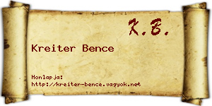 Kreiter Bence névjegykártya